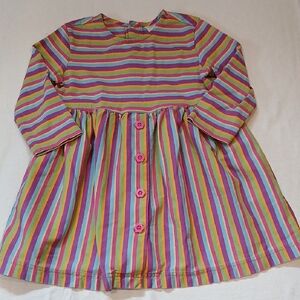 Hanna Andersson Girls Long Sleeve Striped Dress in Pink, Yellow, Blue, Green